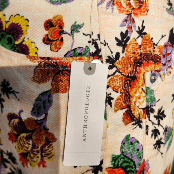 Anthropologie Pilcro The Cigarette Slim Floral Print Jeans Sz 25 NWT - Picture 4 of 16